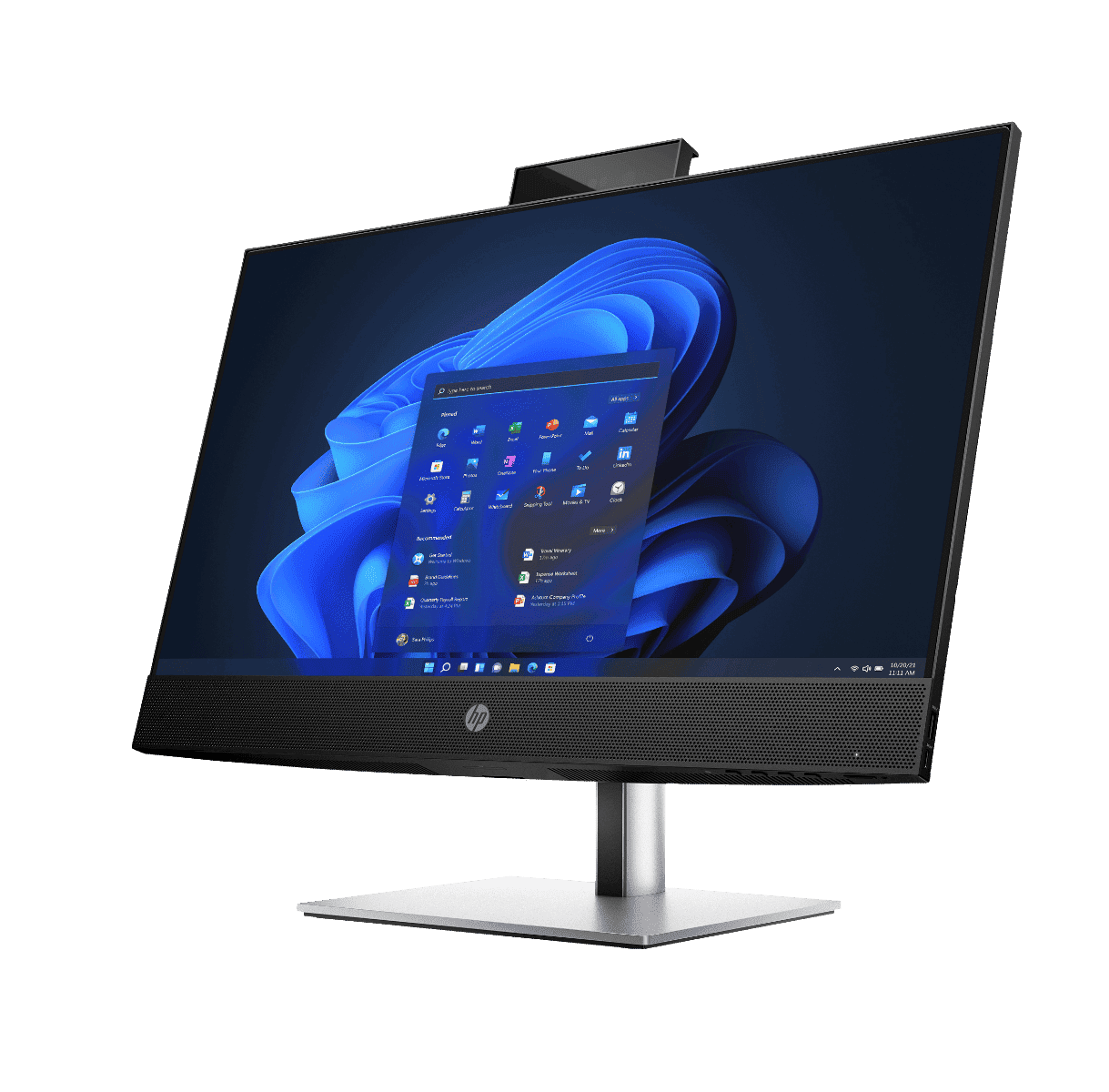 Todo en uno HP ProOne 440 G9 23.8 pulgadas vista frontal izquierda con cámara web integrada